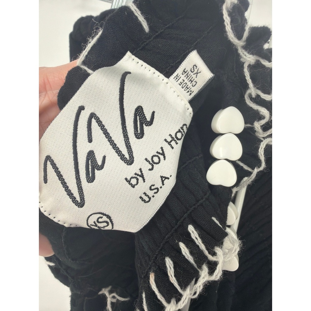 VaVa by Joy Han Maxi Dress Womens XS Black White Embroidered Boho Peasant Hippie - Picture 9 of 9